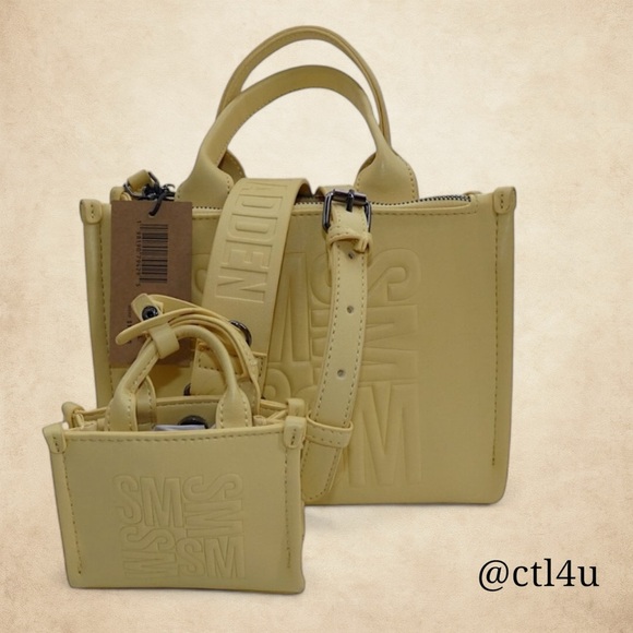 Steve Madden Butter Yellow Adjustable Crossbody Bag Preppy Minimalist Y2K Trendy - Picture 1 of 15